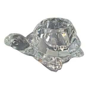 Vintage Indiana Glass Turtle‎ Crystal Clear Votive Candle Holder Transparent